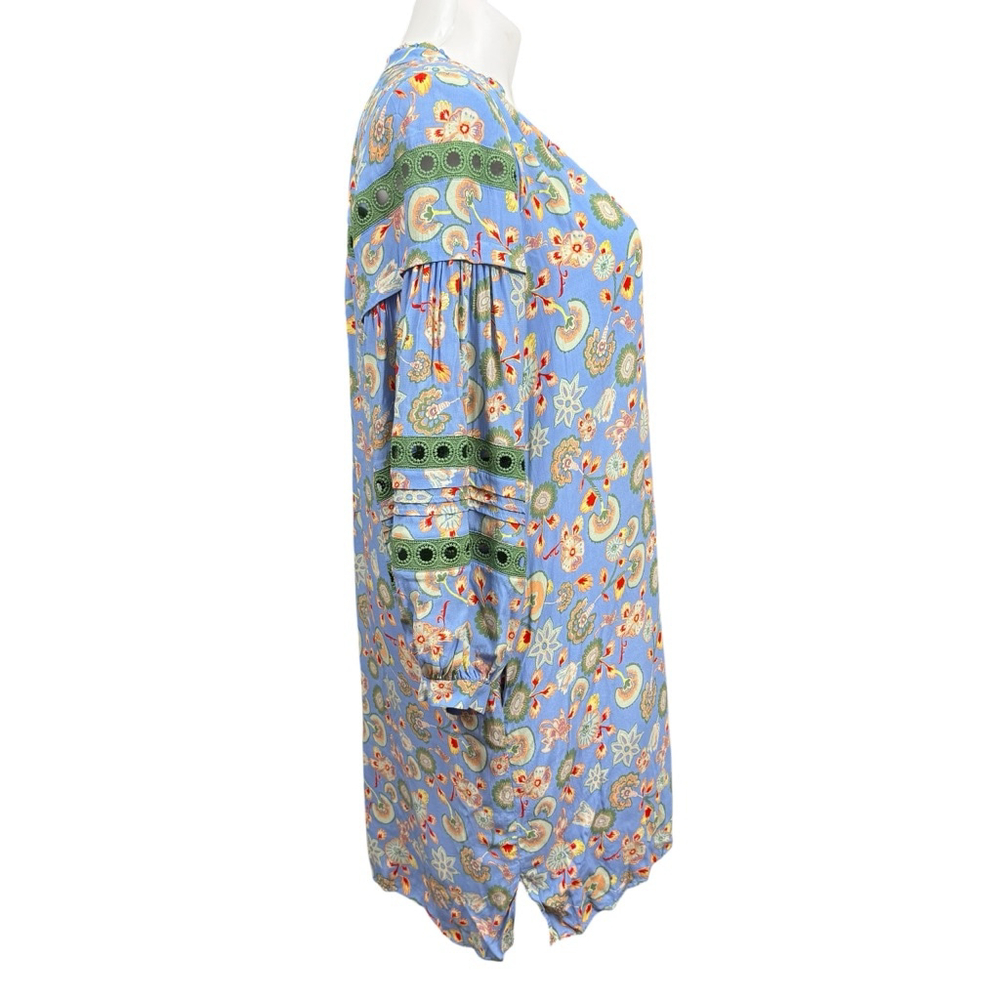 Diane Von Furstenberg Blue Floral Boho Tunic Dress XL - Picture 6 of 10
